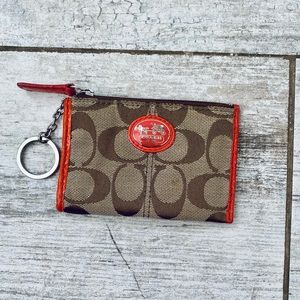 Coach Tan & Corral logo slim zip wallet